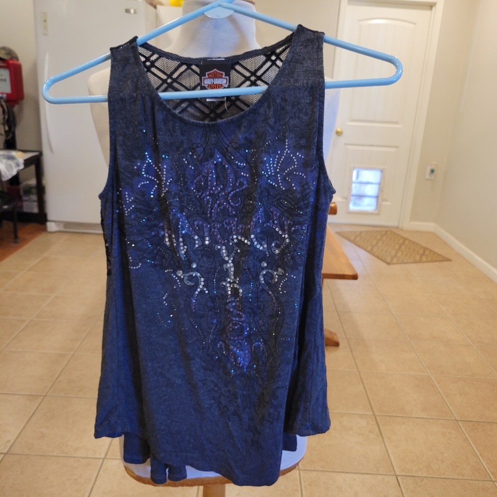 🏍EUC~ HARLEY-DAVIDSON  EMBELLISHED SLEEVELESS TOP